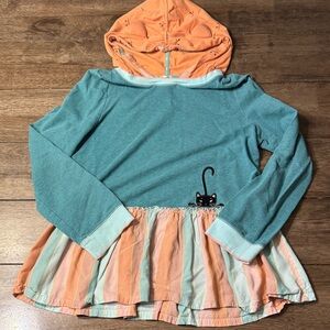 Matilda Jane Teal and Orange Cat Hoodie